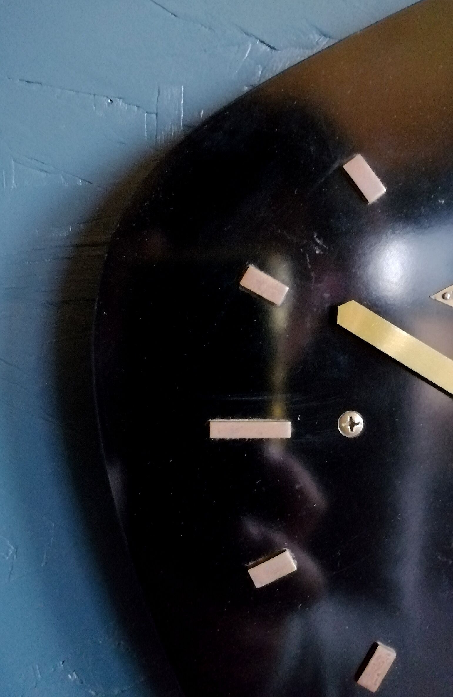 Vintage formica clock asymmetrical silent wall clock "Black Lutecia"