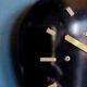 Vintage formica clock asymmetrical silent wall clock "Black Lutecia"