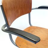 Dutch plywood vintage forties chair with bakelite armrests