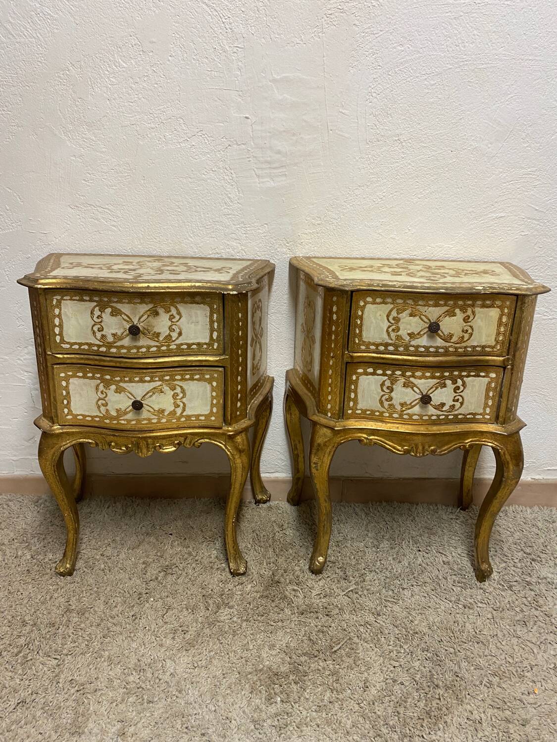 Pair of Italian Florentine bedside tables