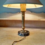 Table lamp with brass candle holder and marble base