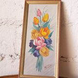 Floral painting table signed