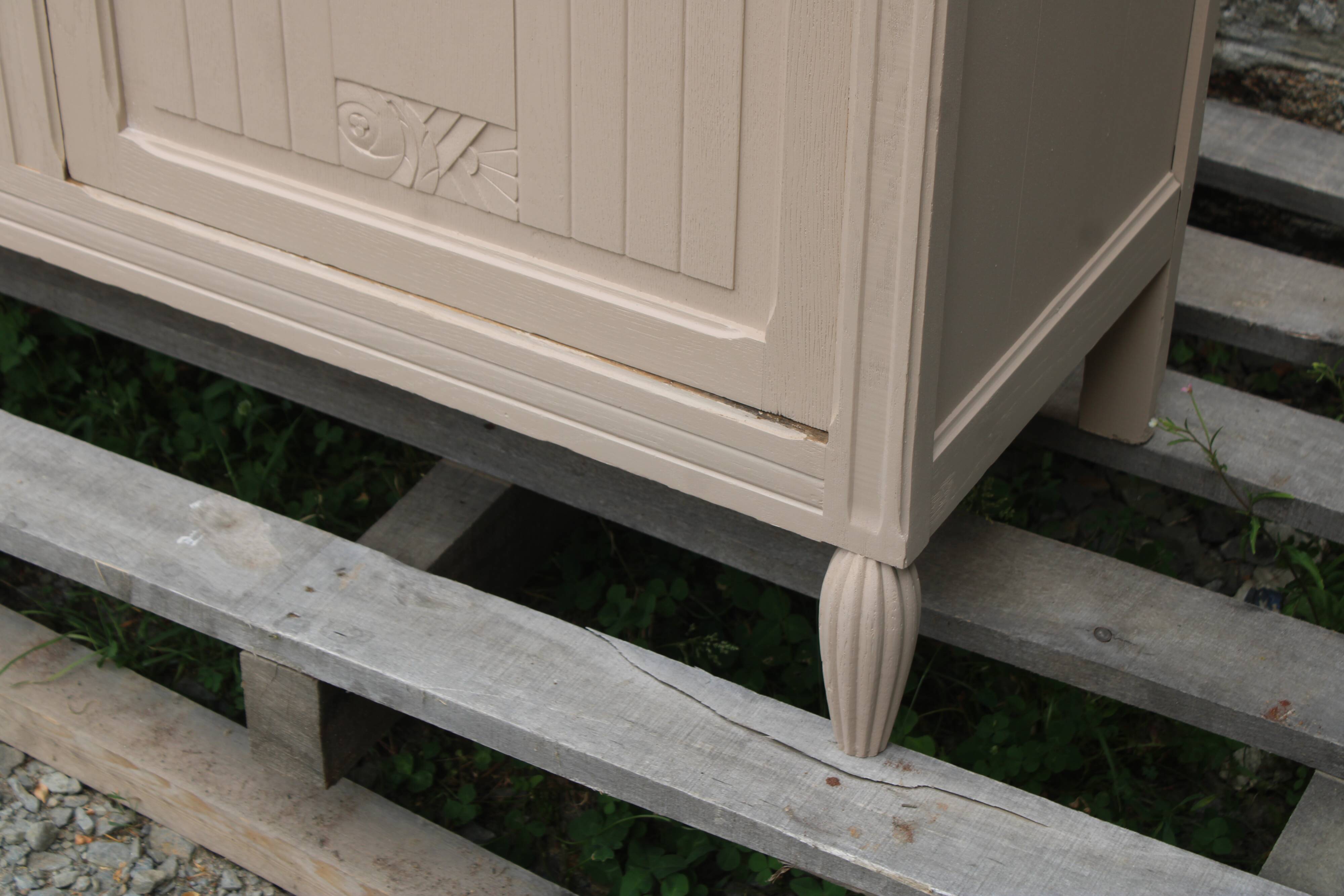 Renovated Art Deco buffet – Beige Paris-Brest & red marble