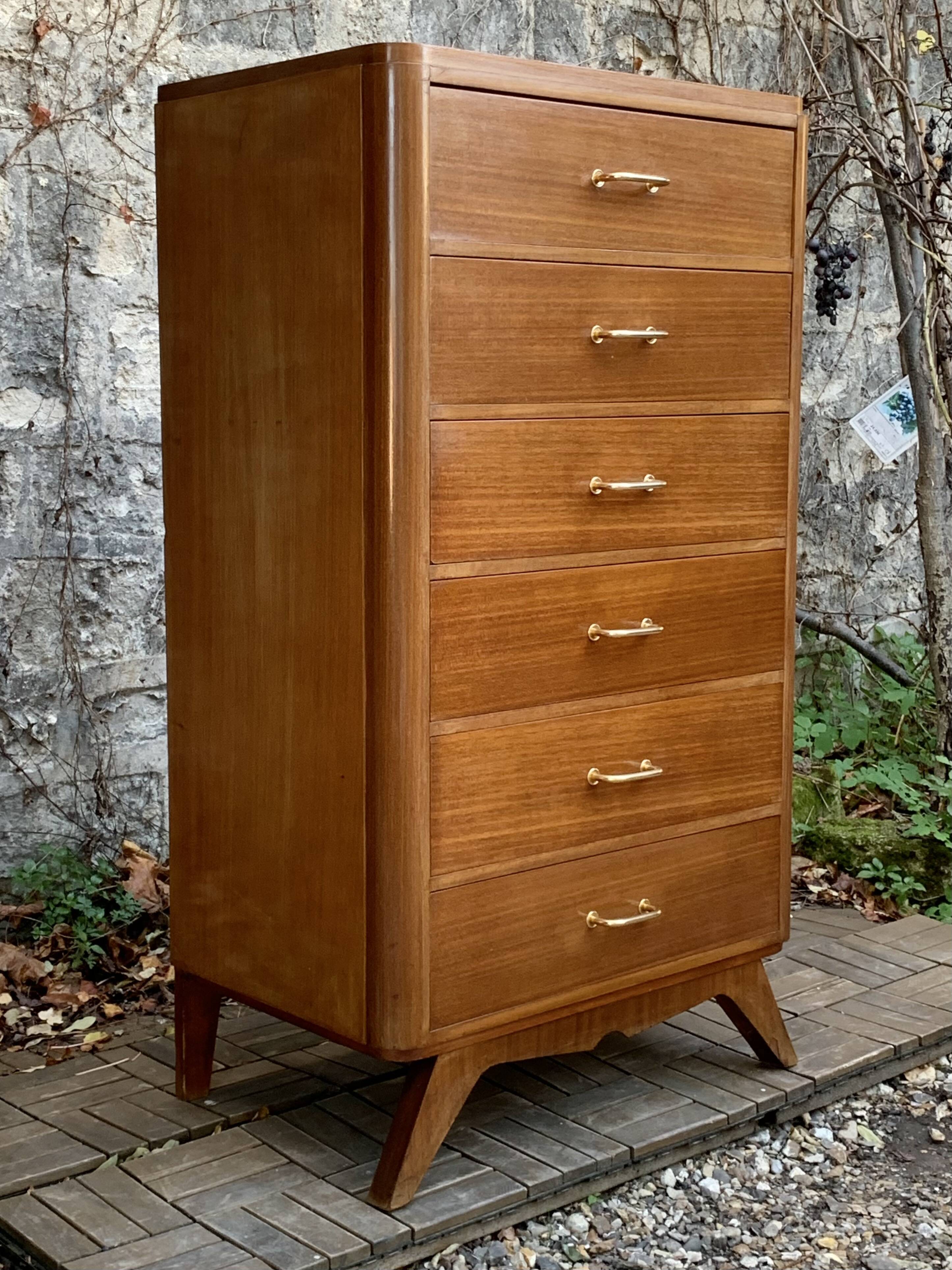 Vintage chest of drawers with compass feet 1960 H112