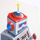 Pair of "Robot" paintings on canvas by Tarass - 2008