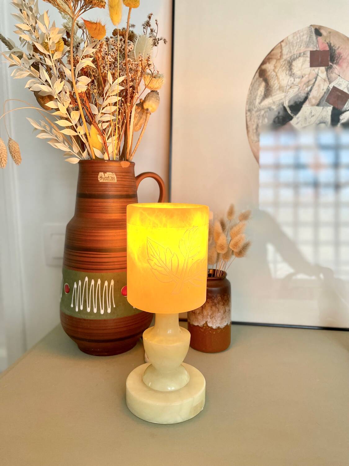 Small vintage alabaster floor lamp