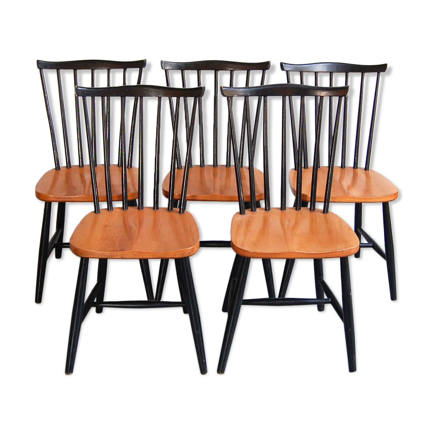 Suite of 5 Belgian vintage chairs with bars
