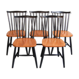 Suite of 5 Belgian vintage chairs with bars