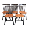 Suite of 5 Belgian vintage chairs with bars