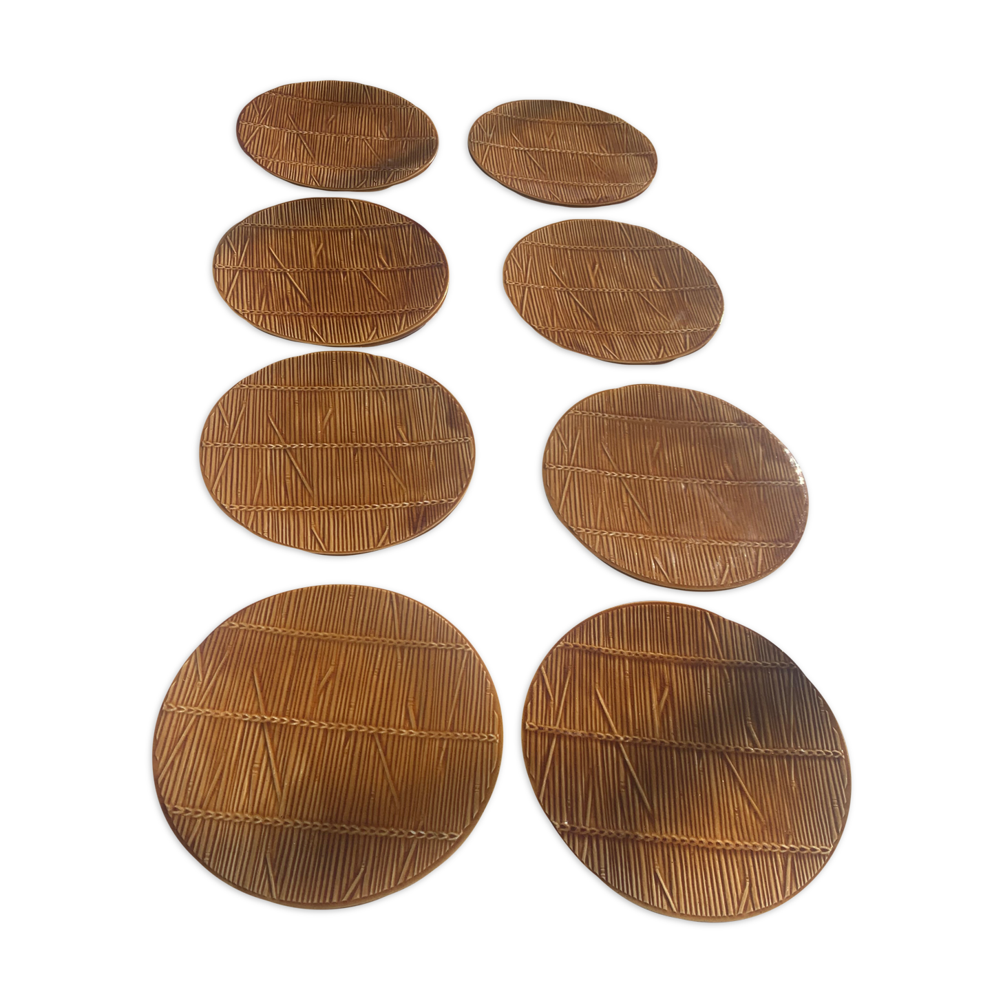 9 plates in straw slurry val d or creation made in france vintage