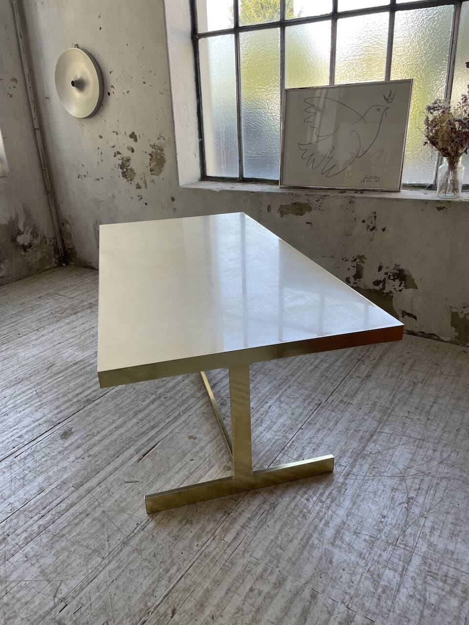 Brass table 1970 Italian lacquer