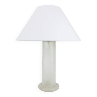 Lampe de table signée Karl Springer avec une base en verre sablé, années 1970