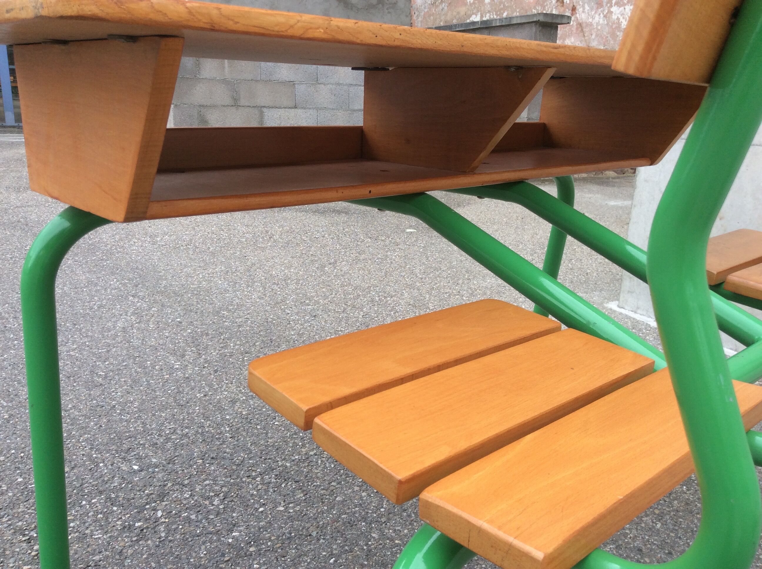 vintage school desk bench