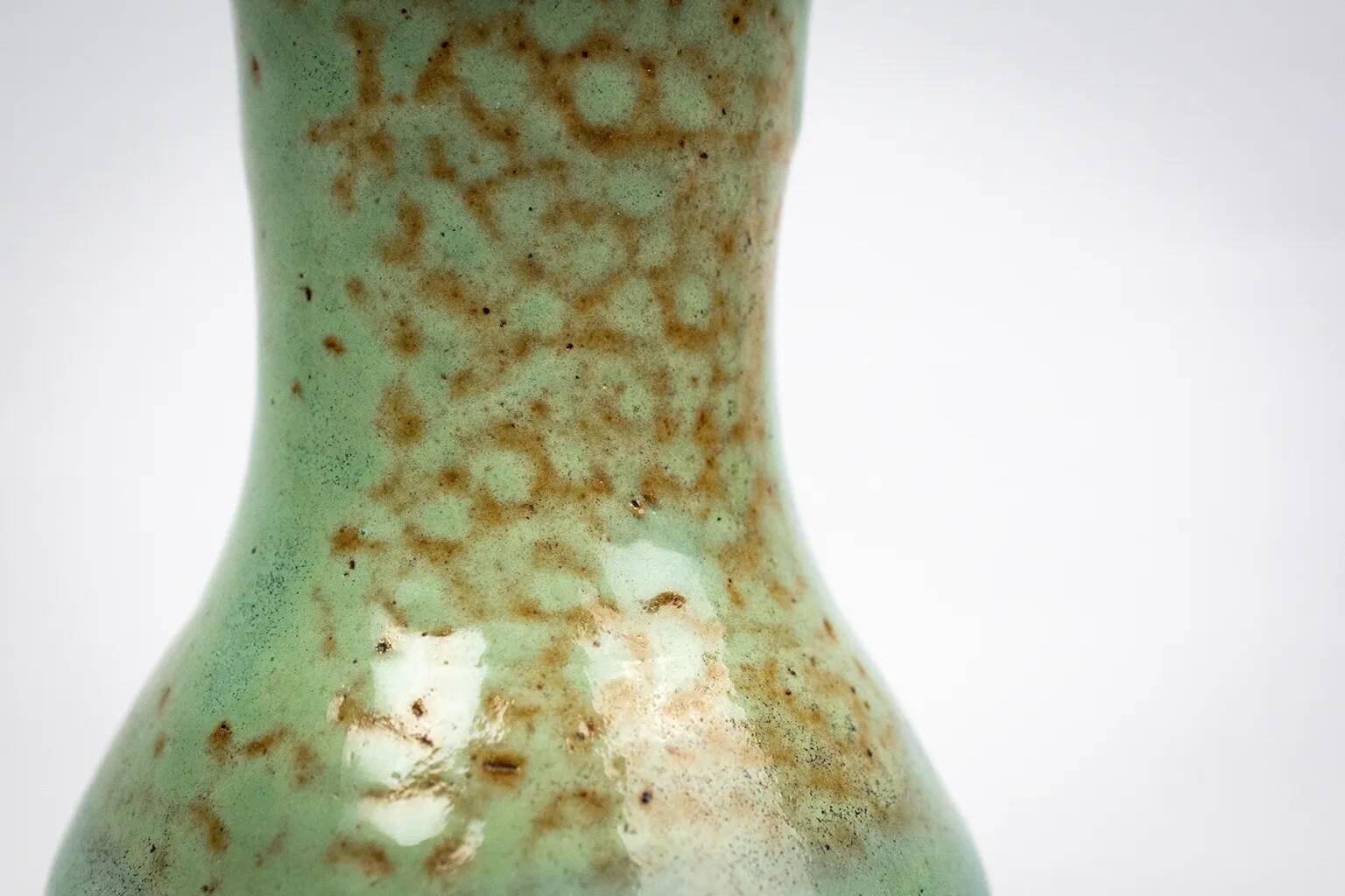 Eugène Lion, stoneware vase from Puisaye, Carriès school, turquoise glaze.