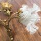 Art nouveau chandelier bronze and pressed glass