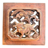 Antique Carved Wood Panel Decor deer Qilin China Asia Qing Republic