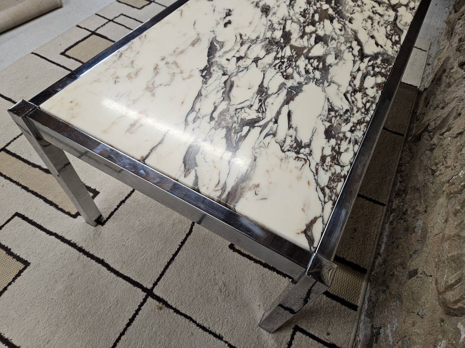 Chrome marble coffee table 1970"vintage