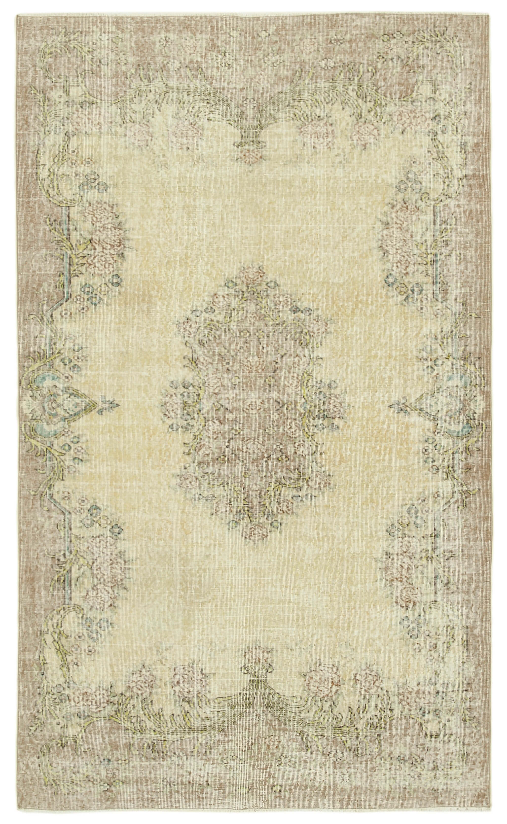 Handwoven contemporary anatolian beige carpet 157 cm x 274 cm