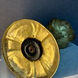 Beautiful and old oil lamp in gilded bronze, attributed to Georges Leleu