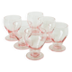 Set of 6 small wine glasses, Pink, Art Deco, 1930