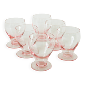 Set of 6 small wine glasses, Pink, Art Deco, 1930