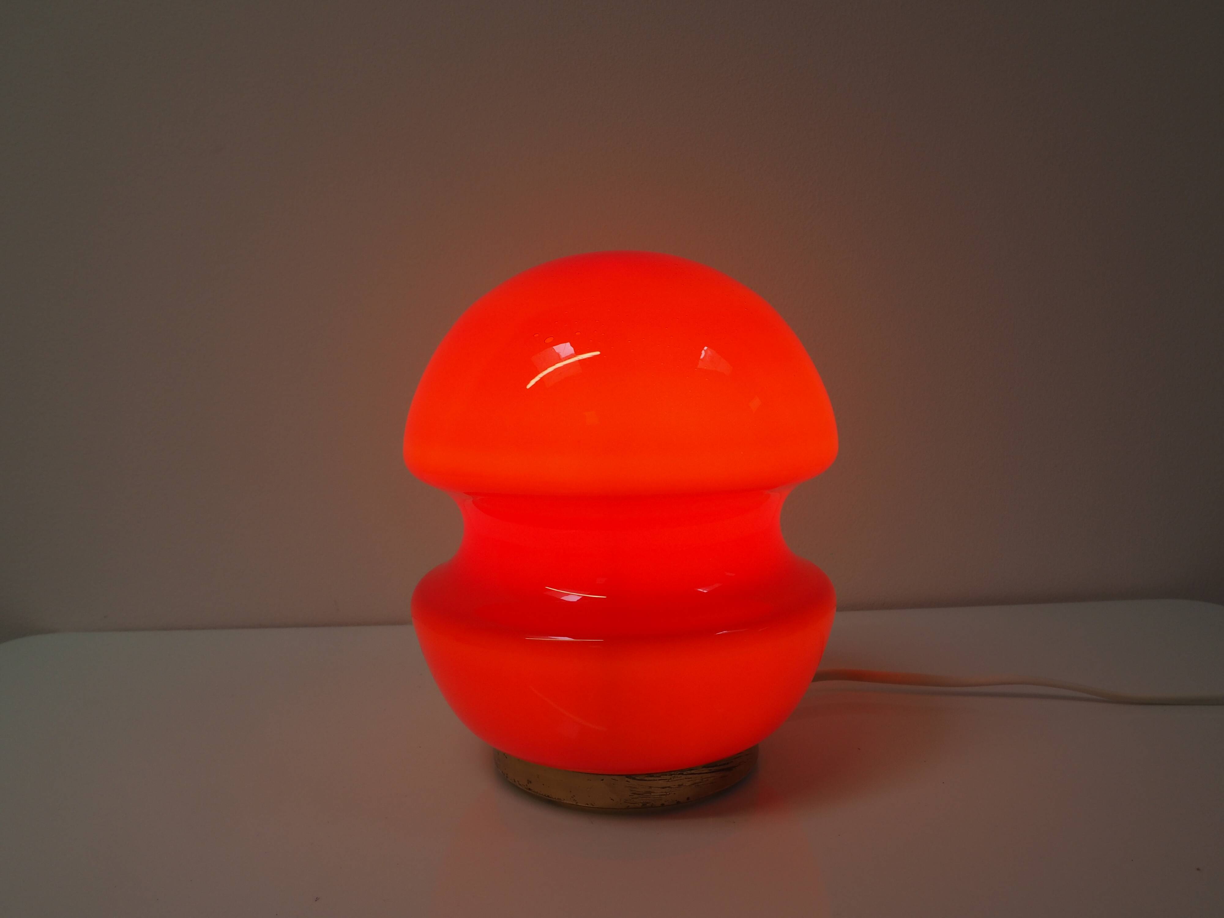 All Glass Table Lamp by Valasske Mezirici, 1960s, Czechoslovakia