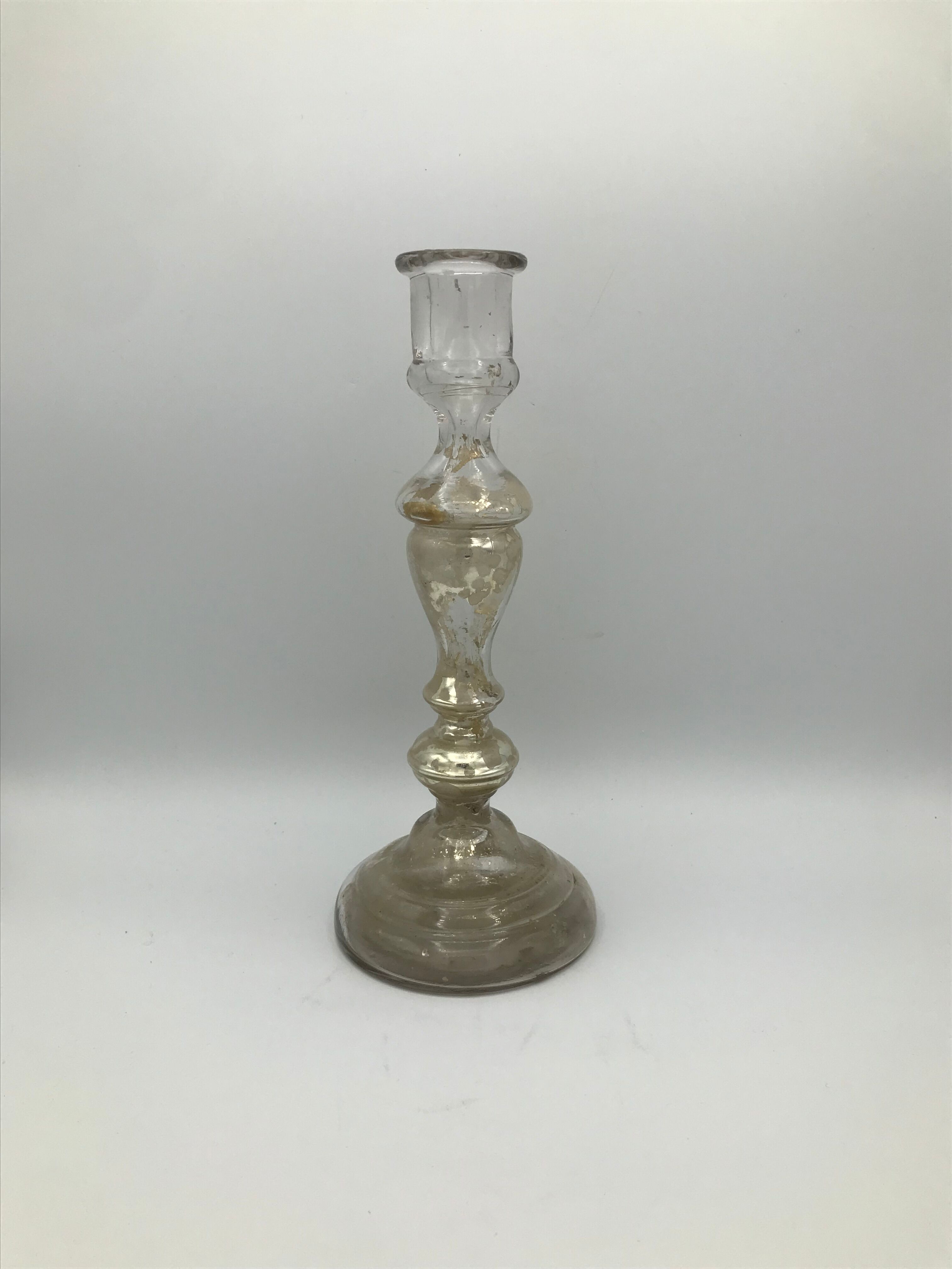 Candlestick in mercurized glass eglomized XlXth 28 cm