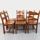 Set of 6 vintage brutalist chairs in oak wood from the 60s