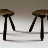 Tabourets tripodes français, 1930s, set de 2