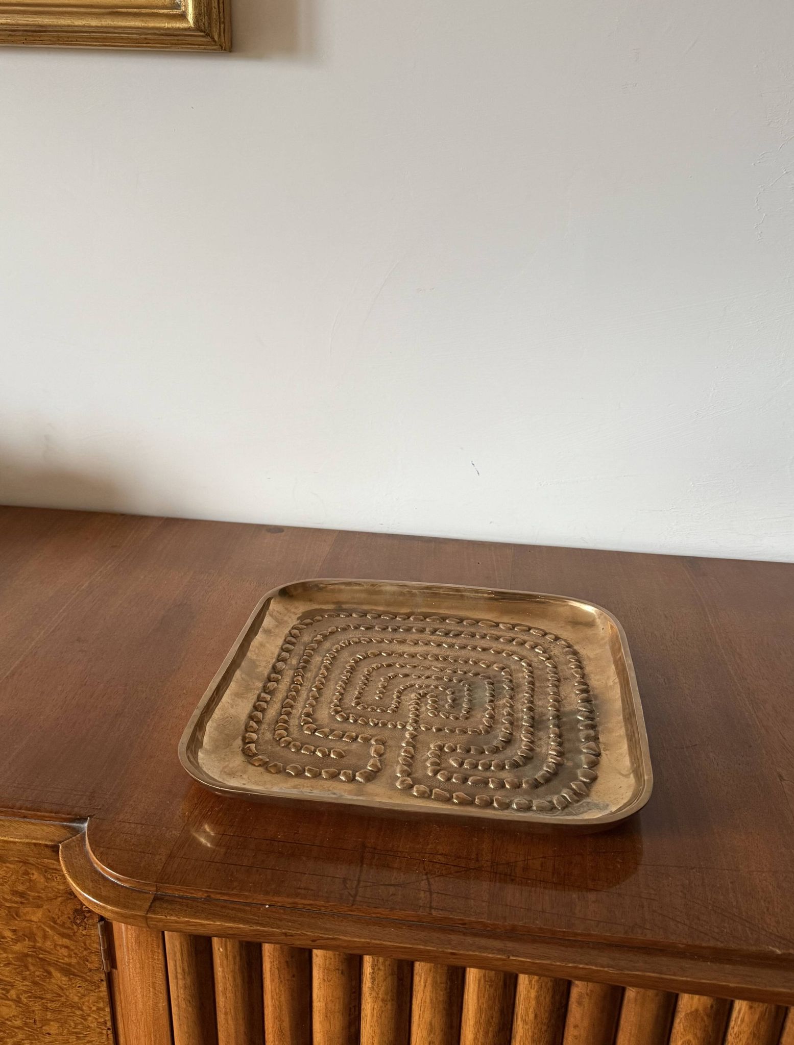 Modern solid brass tray / vide poche, Atelier Ventrella Italy 1980s