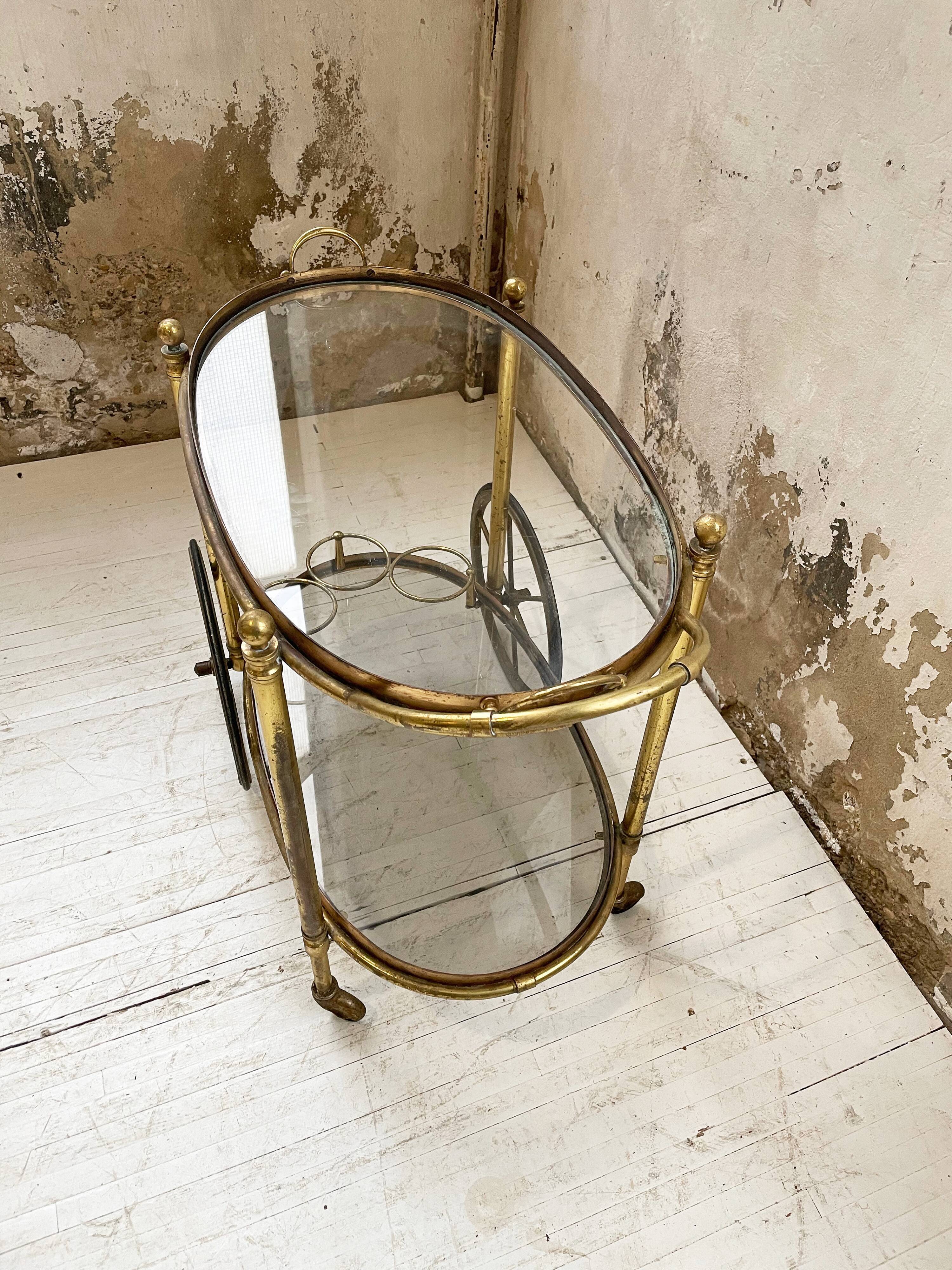 Cart serves brass bar