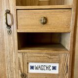 Art Nouveau wardrobe in pine with ceramic tiles, early 20th century.