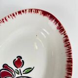 Pair of porcelain serving dishes, Badonviller, red flower, 1950