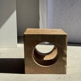 Coffee table, or openwork cubic stool in natural monoxyle mango wood H40.