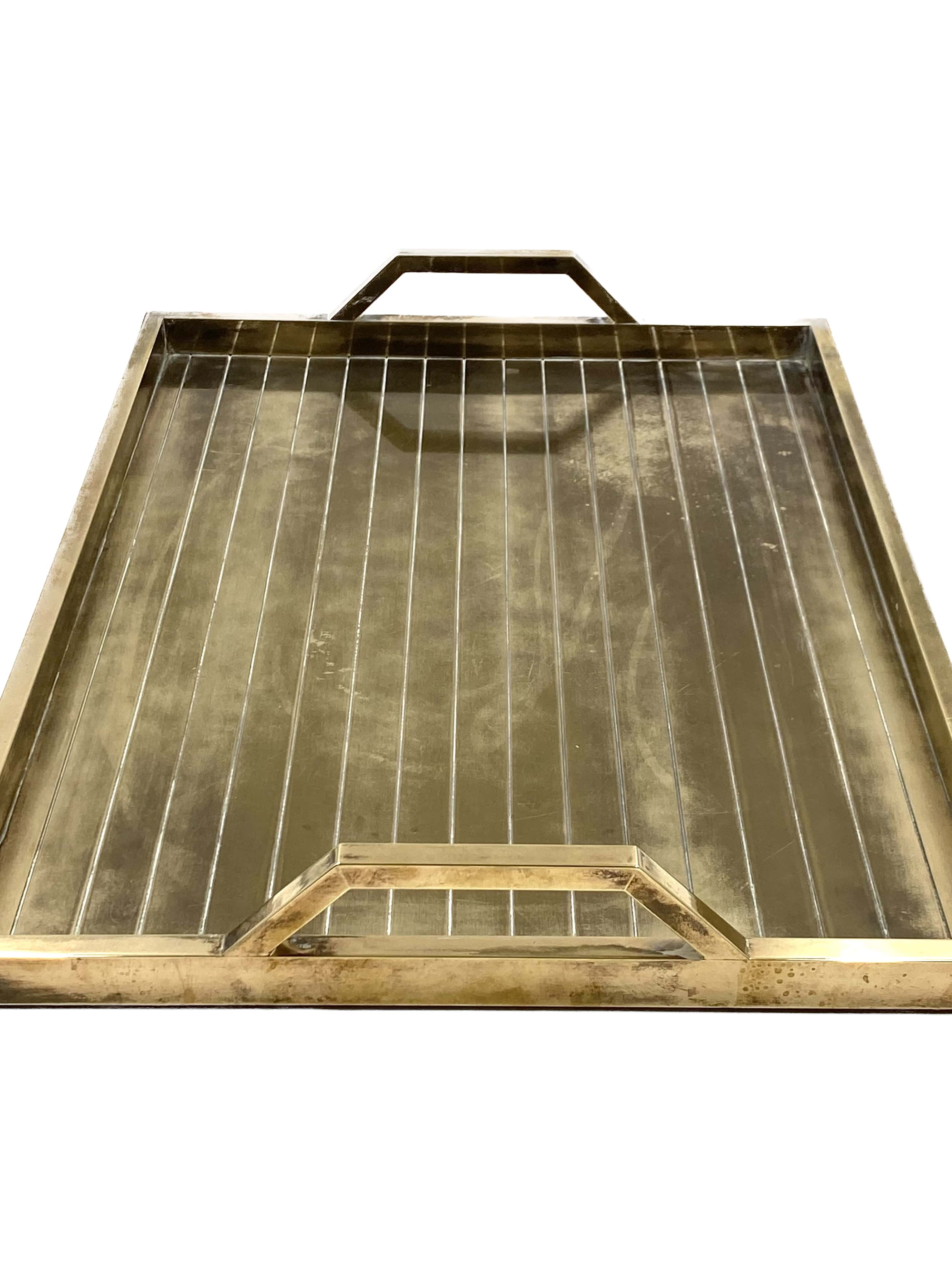 Hollywood regency brass tray, Italy 1970s