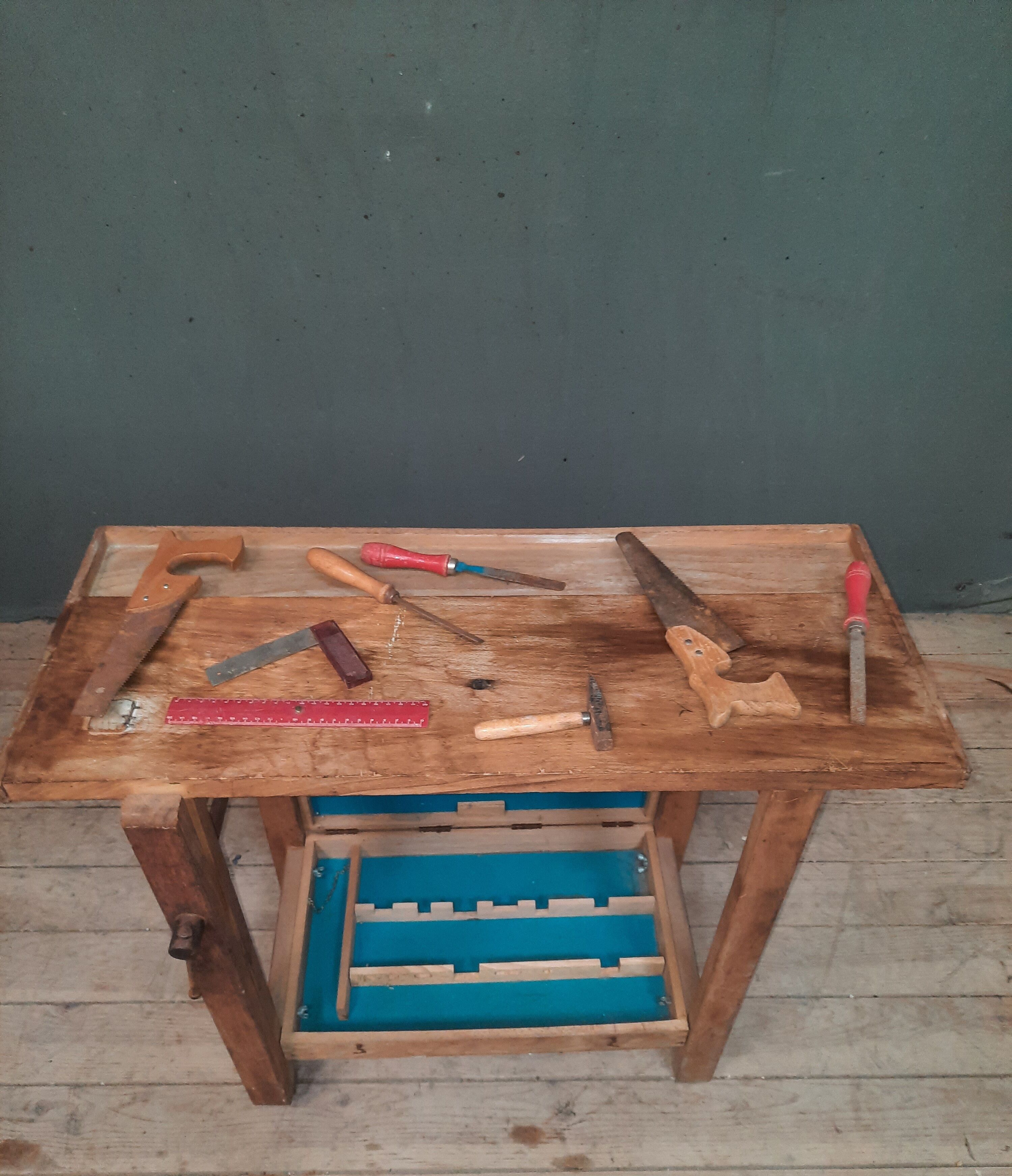 Wooden set for children with tools