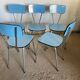 Set of 5 vintage chairs in 1960s blue formica