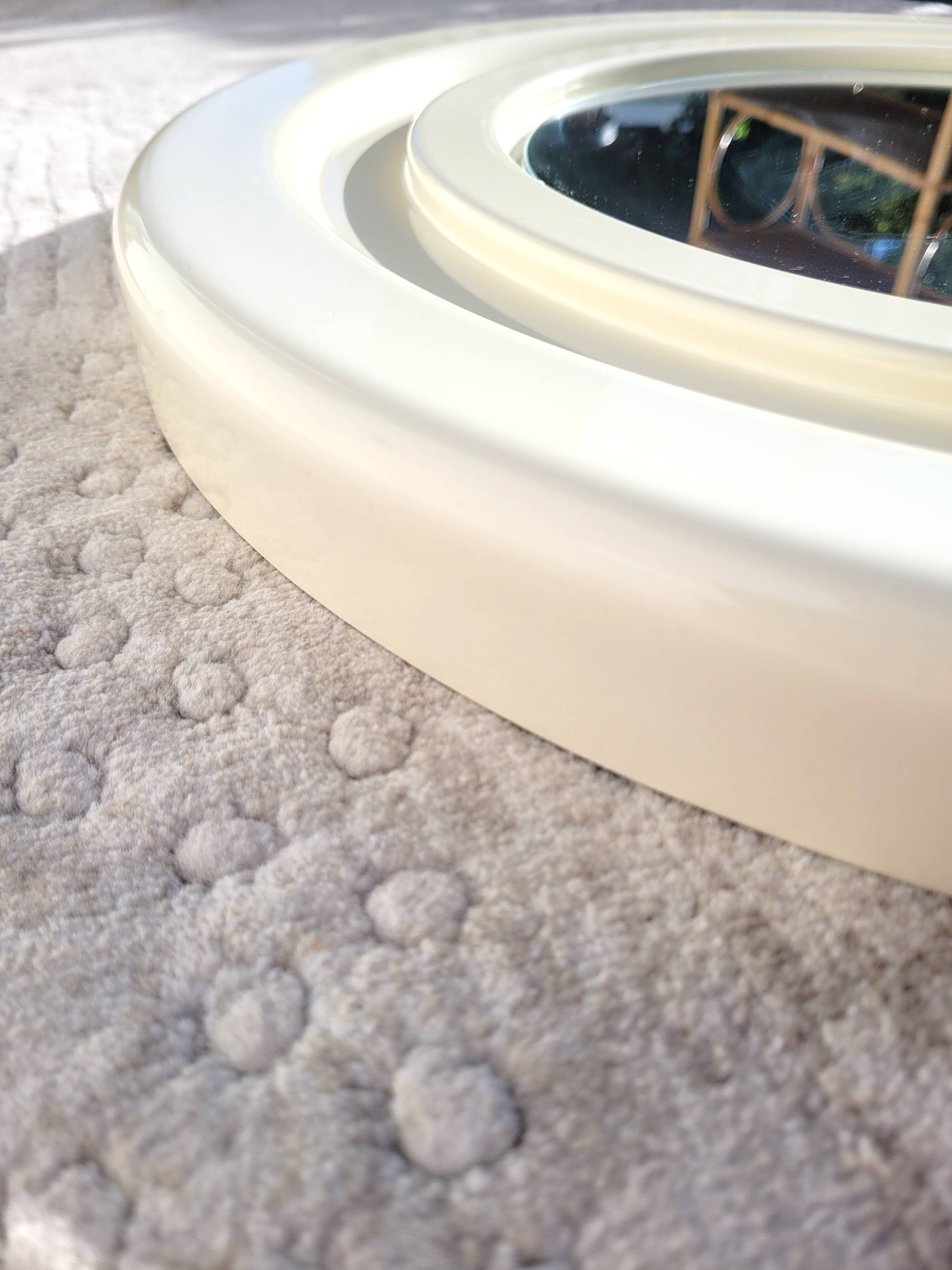 Round mirror white 50cm vintage 1970