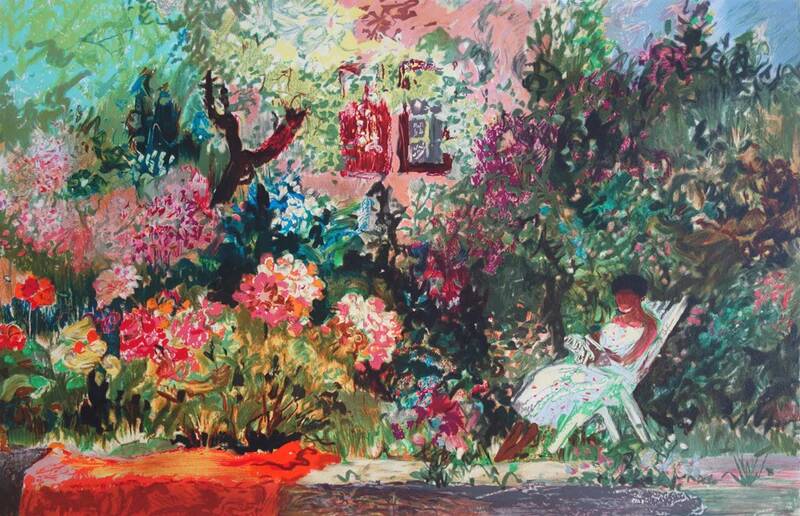Yvonne Cheffer Delouis: Madeleine in Hendaye, signed original lithograph.