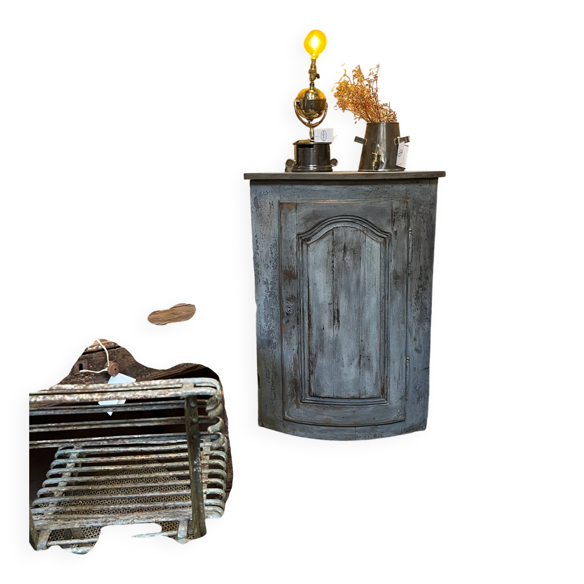 Eighteenth-century corner cabinet with a patina.