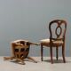 Antique walnut chairs with horsehair upholstery, Italy, 19th century.