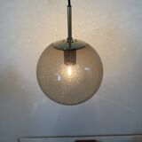 Limburg Glashütte brass smoked glass ball pendant hanging lamp , 1970s