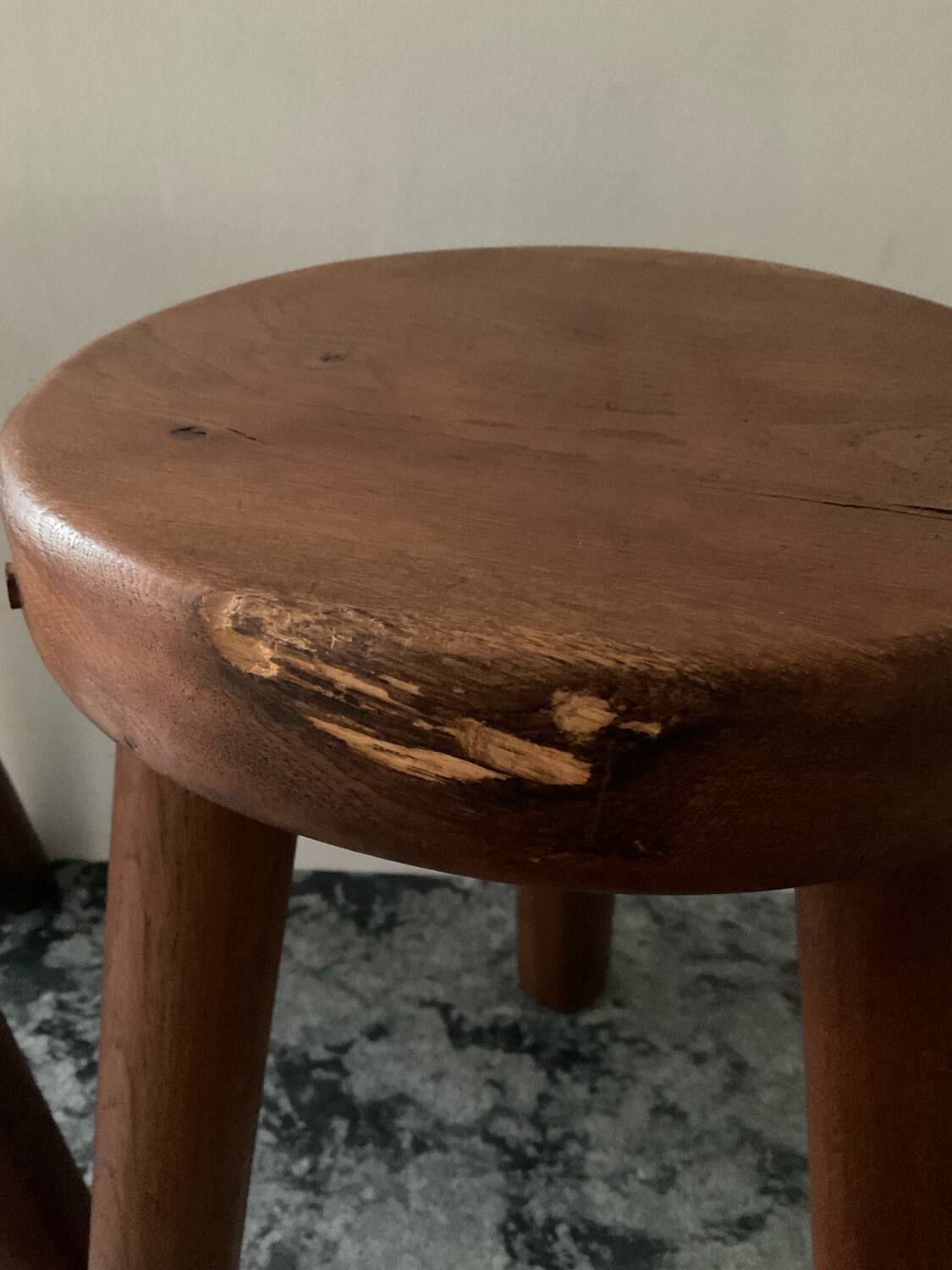 Pair of farmhouse stools in solid oak