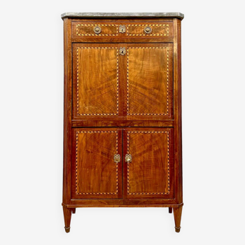 Louis XVI secretary in mahogany and marquetry of precious wood fillets