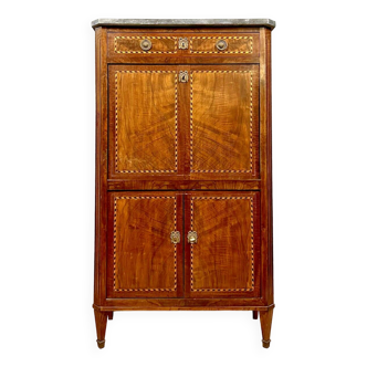 Louis XVI secretary in mahogany and marquetry of precious wood fillets