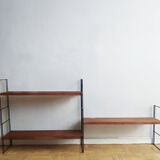 Metal and wood wall shelves in the taste of String - 1960s