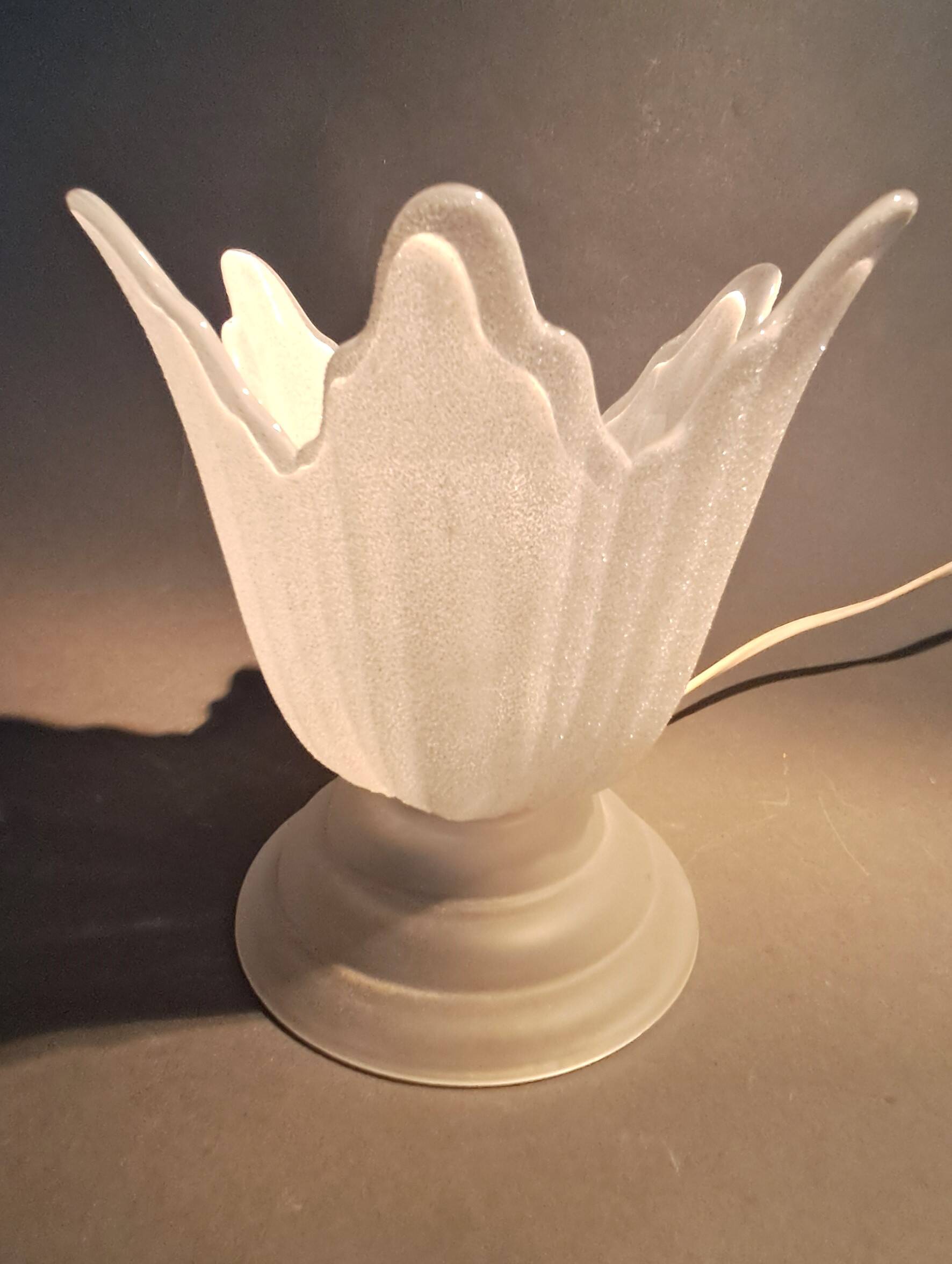 Art Deco style 1960s bedside lamp in molded and granite glass.