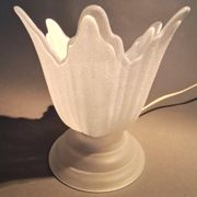 Art Deco style 1960s bedside lamp in molded and granite glass.