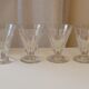 4 old conical liquor glasses cut with 10 flat ribs with faceted sides
