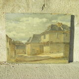Peinture "scène de village"